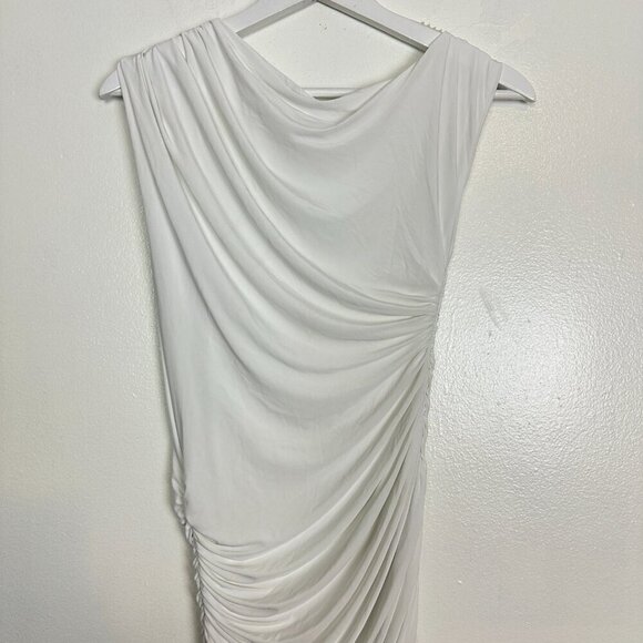 NAKED WARDROBE Ruched One-Shoulder Gown in White Size Medium - Picture 6 of 14